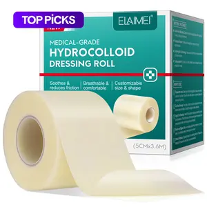 Elaimei Hydrocolloid Roll for Wound Care - Cut-to-Size, Scar Tissue Tape Face, Extra Large Hydrocolloid Patch Bandages with Self-Adhesive, Ultra Absorbent, Flexible & Waterproof, First Aid Kit Essential