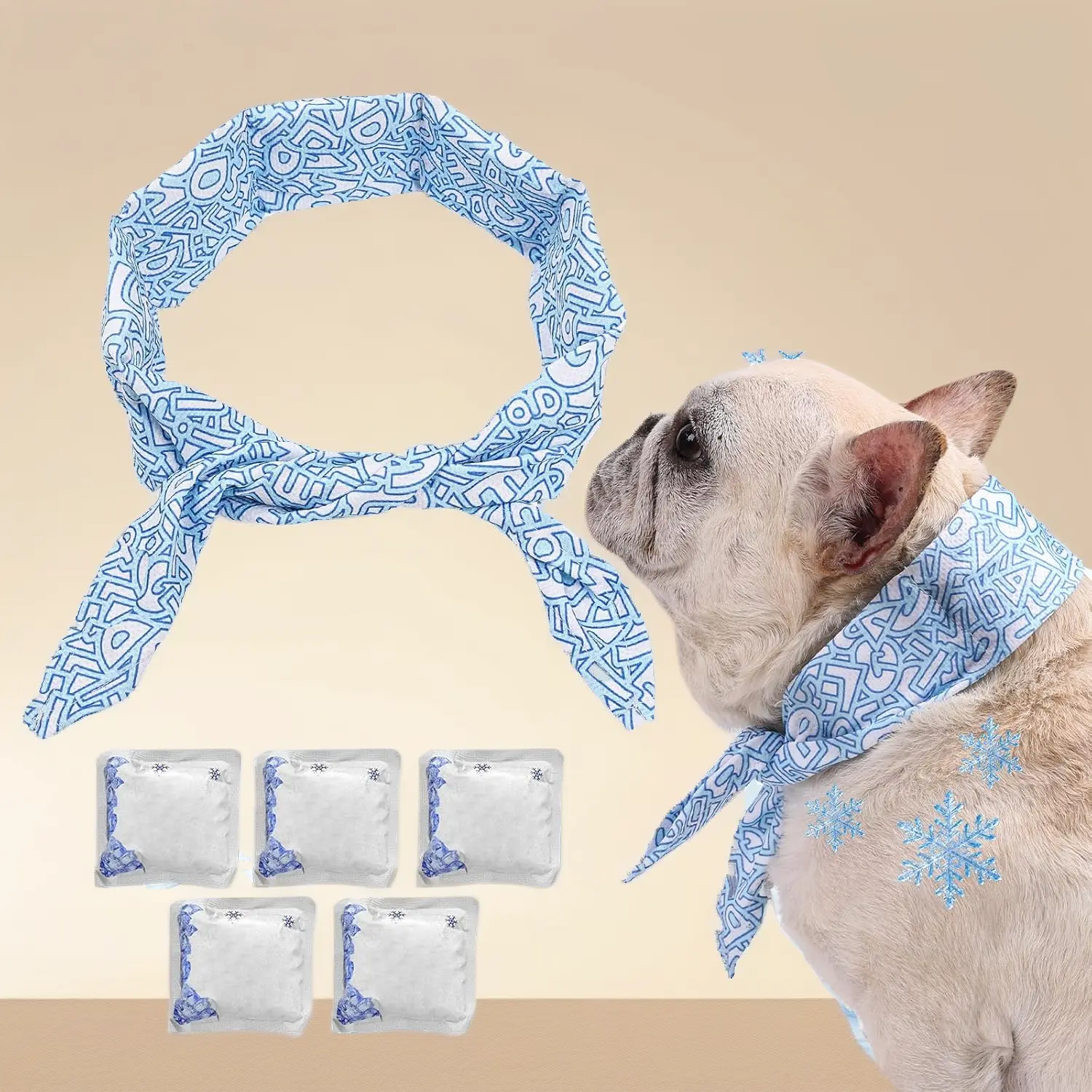 Dog Cooling Bandana with Gel Cooling Pack, Reusable Dog Cooling Scarf with Water-Activated & Freezer Cooling, Adjustable Cooling Collar for Summer Heat Relief, Medium Large Dogs (Small)