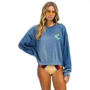 SURFER WAVE PATCH RELAXED CREW SWEATSHIRT - FADED WATER