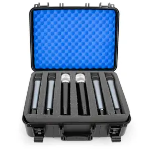 CASEMATIX Wireless Microphone Case Holds 12 Mics, Customizable Diced Foam, Hard Shell, Fits Shure, Sennheiser, AKG, Audio Technica, Travel Ready, Recording Gear Cover