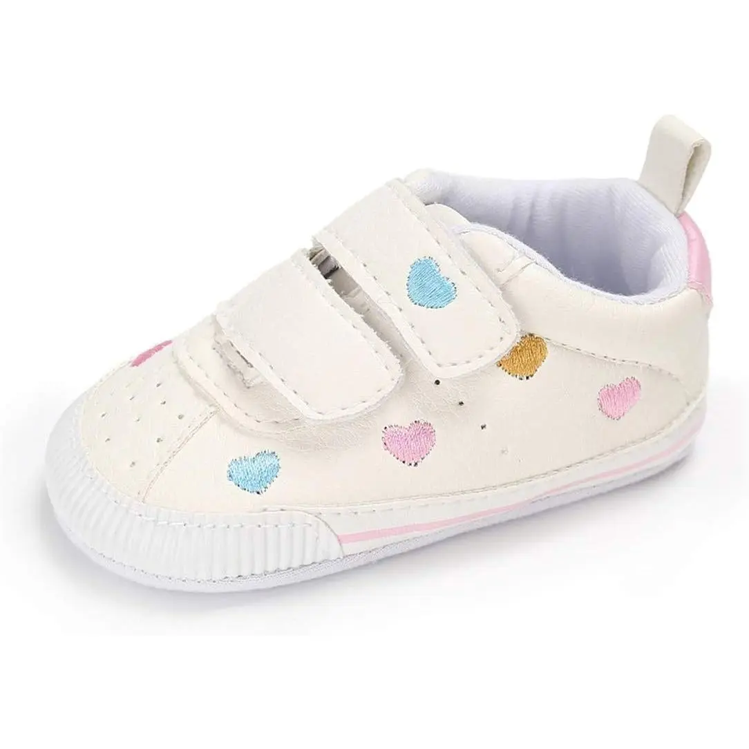 Striped Toddler First Walker Sneakers, Soft Sole Baby Walking Shoes with Non-Slip Grip & Easy-On Adjustable Straps, Soft Soled Shoes