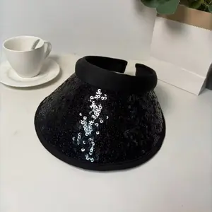 Women's Summer 2026 New Sequin Sun Hat, Fashionable Casual Wide Brim Hat, Lightweight Breathable Beach Travel Sports Hat, Outdoor Daily Wear