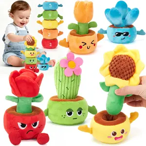 hahaland Plush Garden Stacking Toys with Color Matching Planting Play 10 in 1 toddler toys Fine Motor Sensory Emotional Development Montessori Toys for 1 Year Old Boy Girl Holiday Christmas Gift Toddler Stocking Stuffers