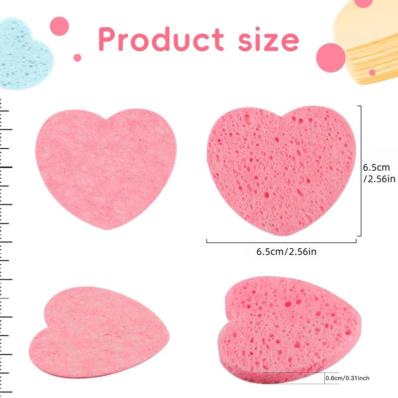 LMMAKE Natural Facial Cleansing Sponges 20pcs Heart-Shaped Puffs for Makeup Removal & Gentle Exfoliation Chemical-Free 100% Natural Material for Sensitive Skin Care Perfect for Travel Daily SPA Rituals & Eco-Conscious Beauty Regimens