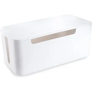 Management Box,  Cord Organizer Box to  Surge Protector  Desk, Power Strip Cover for TV   Router Office (White)