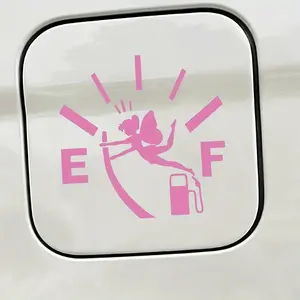 1PC Car fuel tank cap sticker fairy cute fuel explosion gauge sticker insufficient fuel level female driver fuel tank cap sticker Automobile Decals