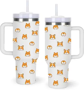 Corgi Tumblers.40oz Dog Tumbler with Handle Gifts for Women.40 oz Dog Lover Cup Gift.Birthday Christmas Dog Cups Tumbler Gifts for Corgi Lover. 40 OZ Stainless Steel Tumbler