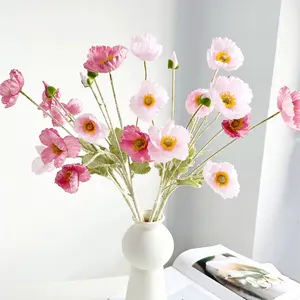 6 Artificial Poppy Flowers, 59cm Long, Bendable and Fade-Resistant, Modern Style, DIY Flower Wall, Wedding Party Decor, Home Decoration, Artificial Flower Arrangements