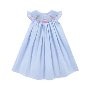 Birthday Smocked Light Blue Gingham Dress - Girls Hand-Smocked Bday Outfit