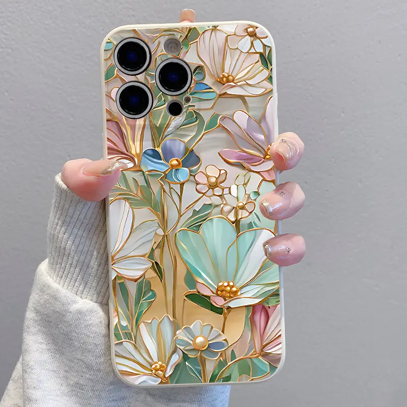Soft Phone Case for iPhone11/12/13/14/15/16/promax/x/xs/xr/xsmax Case,Pastel floral mosaic pattern Unique Classic Pattern  Shockproof, Aesthetic, Durable, Flower, Cover, Accessories, Smartphone