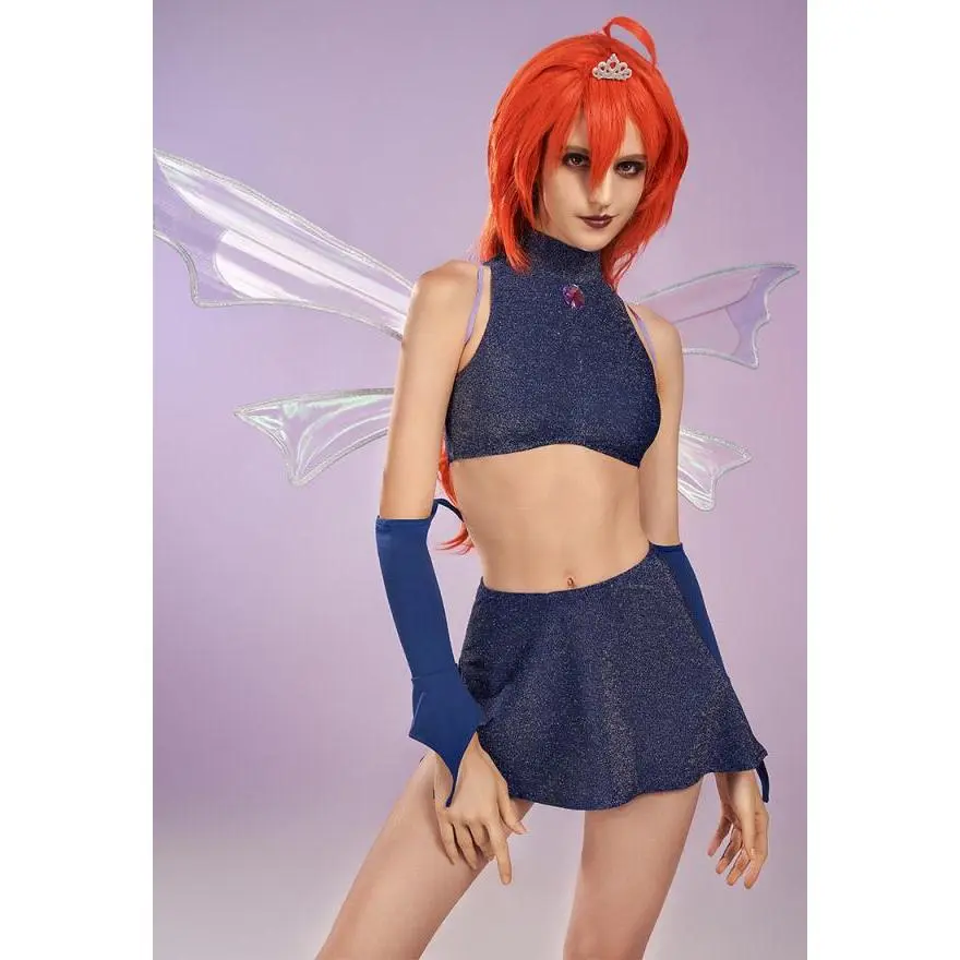 Micotaku Lady's Winx Club Dark Bloom Cosplay Costume - Women's Soft Slim Skinny 2-Piece Purple Tops & Skirt with Accessories, Halloween Special Clothes, Comfortable, Cartoon Character, All Seasons, Slim-Fitting, Officially Licensed Product