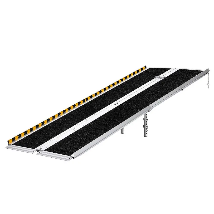 VEVOR Portable Wheelchair Ramp, 7FT, Non-Slip Aluminum Folding Handicap Ramp for Wheelchair, 800 lbs Capacity, Door Threshold Ramps for Home Steps, Stairs, Entry, Threshold, Doorways, Scooter, Curbs