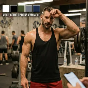 Men's Aesthetic V-Taper Y-Back Stringer Workout Tank - Breathable Gym Muscle Tank for Bodybuilding. Engineered for Gains. Performance Training Apparel.