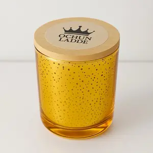 Vela Dorada OSHUN LADDE - Golden Candle with Bamboo Lid for Ar Esoteric Rituals and Home Decor