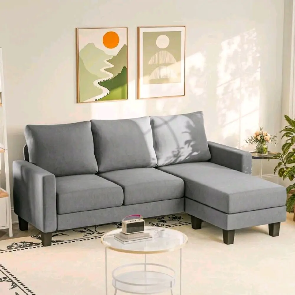 Modern L-Shape Convertible Sofa w/ Reversible Chaise - Small Space Couch, Soft Cushion, Easy Clean, Apartment Living Room Furniture