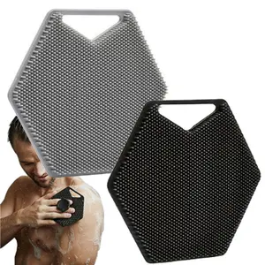 2 Piece Silicone Bath Brush Set, Ergonomic Handle, Exfoliates Dead Skin, Enhances Foam, Deep Cleaning, Easy to Clean and Dry