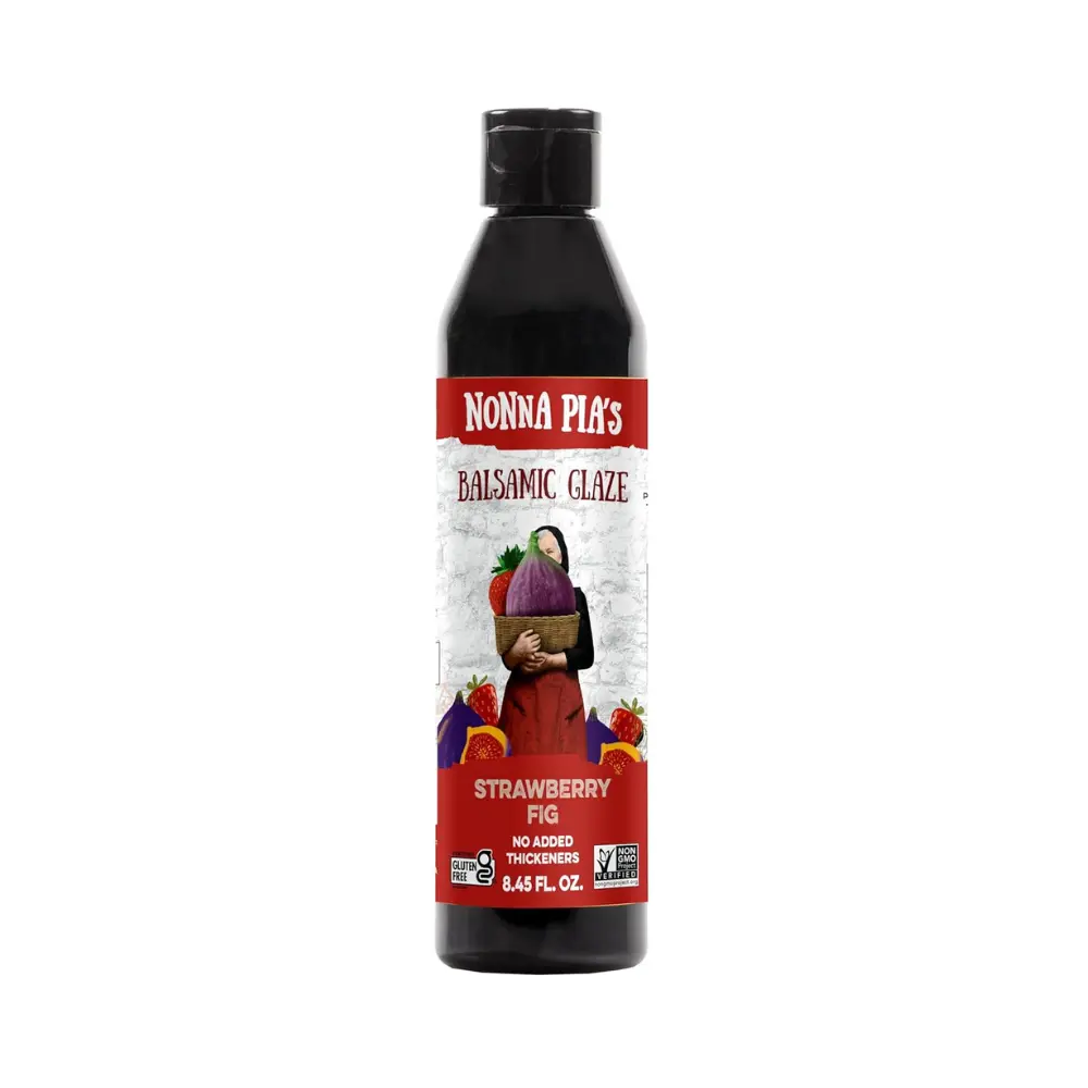 Nonna Pia's Strawberry Fig Balsamic Glaze - 8.45 oz | Aged Vinegar from Modena, Italy | Slow Simmered for a Thick, Velvety, and Robust Flavor | Perfect for Any Dish