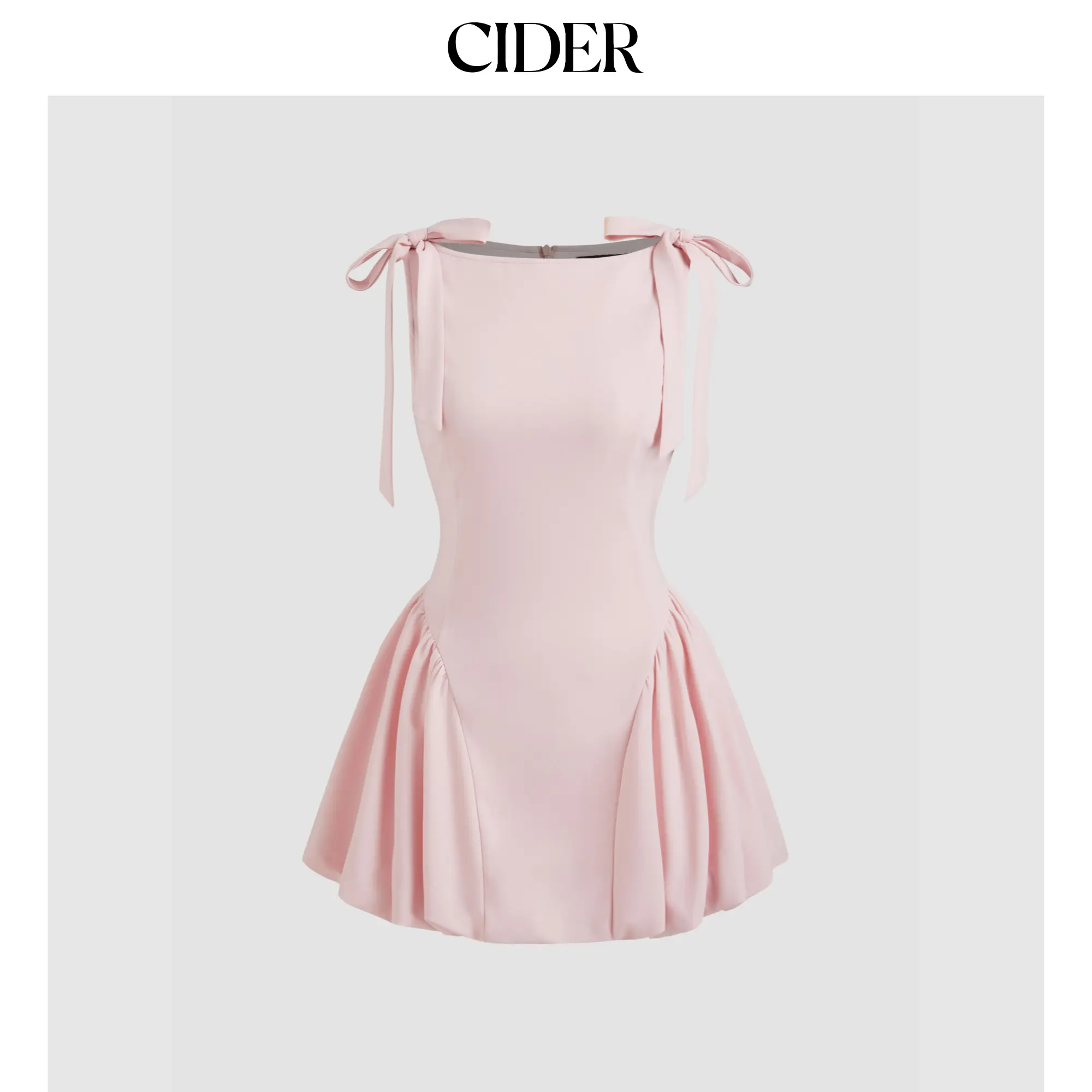 Cider [size 0-10] Boat Neck Bowknot Bubble Hem Mini Dress
