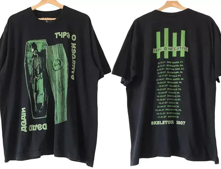 [SALE UP TO 45%] Type O Negative Dead Again Sleletour Band graphic 2 side Shirt Black