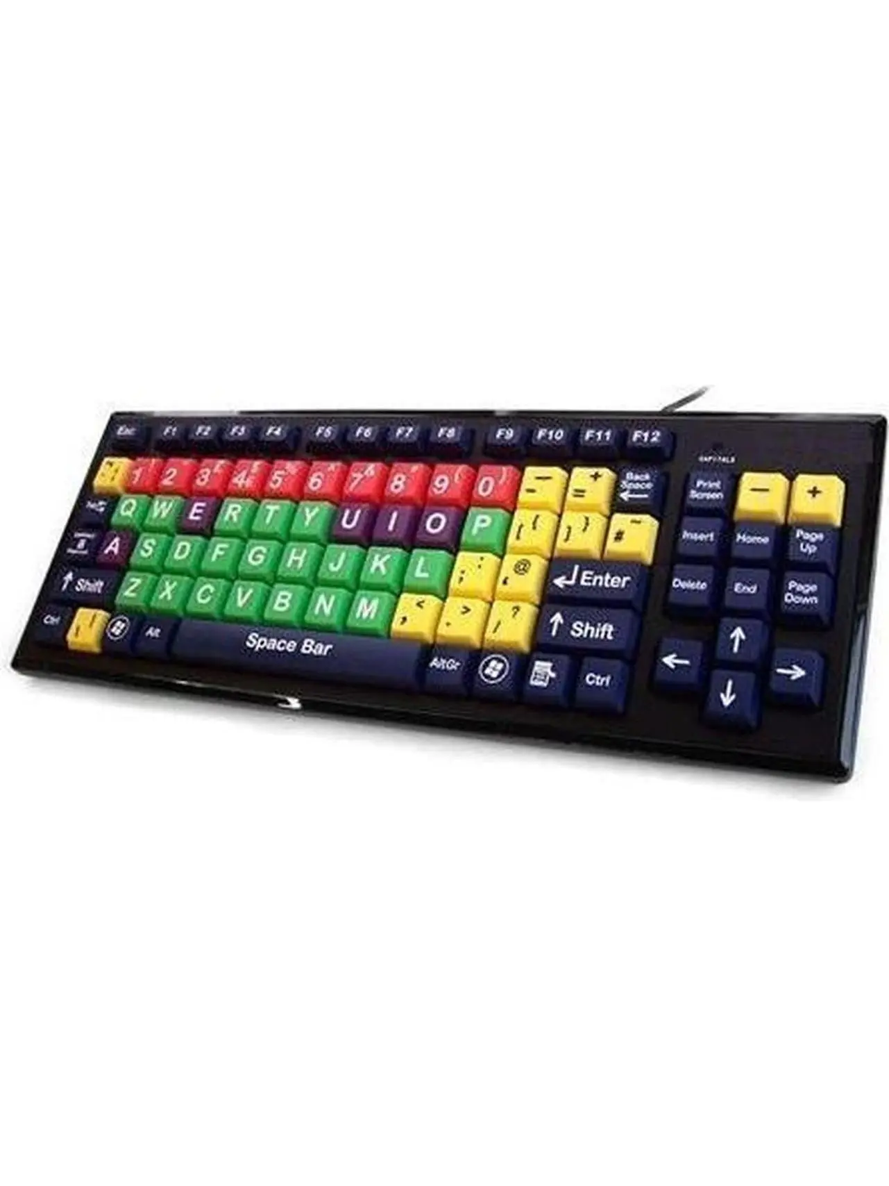 Ergoguys MON2MIX-UCUS Multi-Color Kids USB Wired Keyboard with Extra Large Mechanical Keys, High Contrast, High Visibility, Easy Fun Learning Tool, Ideal Computing Introduction, Visible CE Marking
