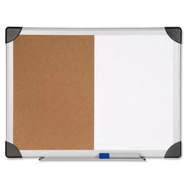 Natural Aluminum Combo Board - 24 in. x 36 in. Wall Mount, Horizontal, Cork & Dry-Erase Surface
