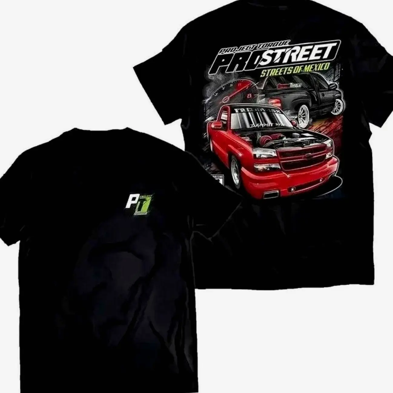 Men's Project Torque Pro Street Bundle Pack Oversized LORA Attacher Graphic T-Shirt - Distressed Cargo Hem, Breathable Loose-Fitting Unisex Cotton Casual Top, Drag Racing Muscle Car Automotive Streetwear Gearhead Gift LO5 TGK JTD
