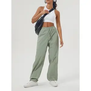 Women's Lightweight Quick-drying Outdoor Loose Trousers, Elastic Drawstring Waist with Side Pockets, Sports Contrasting Lines Dungarees, Suitable for Hiking and Outdoor Activities