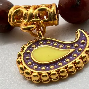 Paisley Charm Bracelet with Brown Jasper Beads