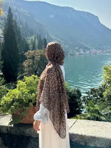 Leopard Print Hijab 180x80 Cm, Breathable and Comfortable, Large Size Wide Design, Summer Fashion for Women, Ultra-Lightweight Bali Fabric