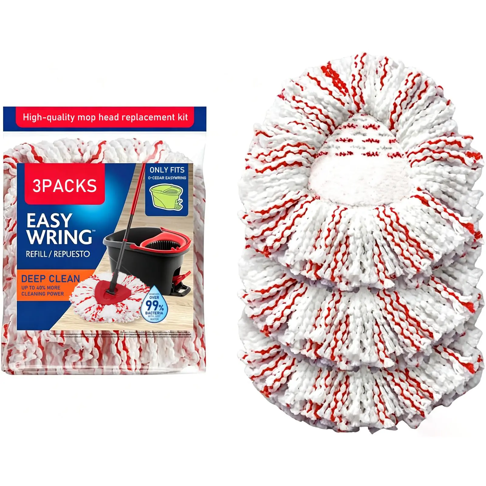 Spin Mop Heads,for O-Cedar EasyWring 1-Tank System,replacement mop heads,mop replacement heads,mop head,microfiber mop heads,mop heads for spin mop
