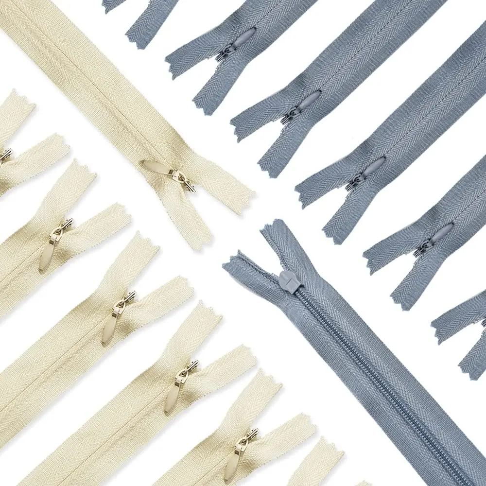 50 count 21.5 Inch Mix Beige&Grey Nylon Invisible Zippers for Tailor Sewer Sewing Craft Crafter's Special 20 Colors (Beige&Grey)