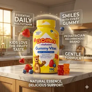 Gummy Vites Daily Kids Multivitamins Assorted Fruit Flavors for Ages 2+ Toddlers & Kids, Gummy Vitamin with Vitamin C and D, 95-190 Day Supply, 190 Gummies