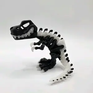 3D Printed Articulating Glow Flexi Skeleton T-Rex Dinosaur Figurine Great Gift and Desk Figure Decor Eye