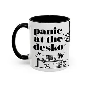 Panic At The Desko Coffee Mug, Funny Office Mugs For Coworker, Workplace - scs16784