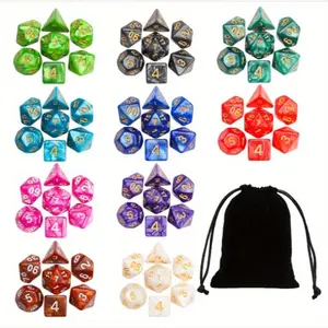 70 pieces, 10 sets of 7-color pearl pattern polyhedral dice set, board game running set, 7 pieces per set, digital dice set, game dice combination Gaming Variety Enhance Vibrant valentine's gift for bf