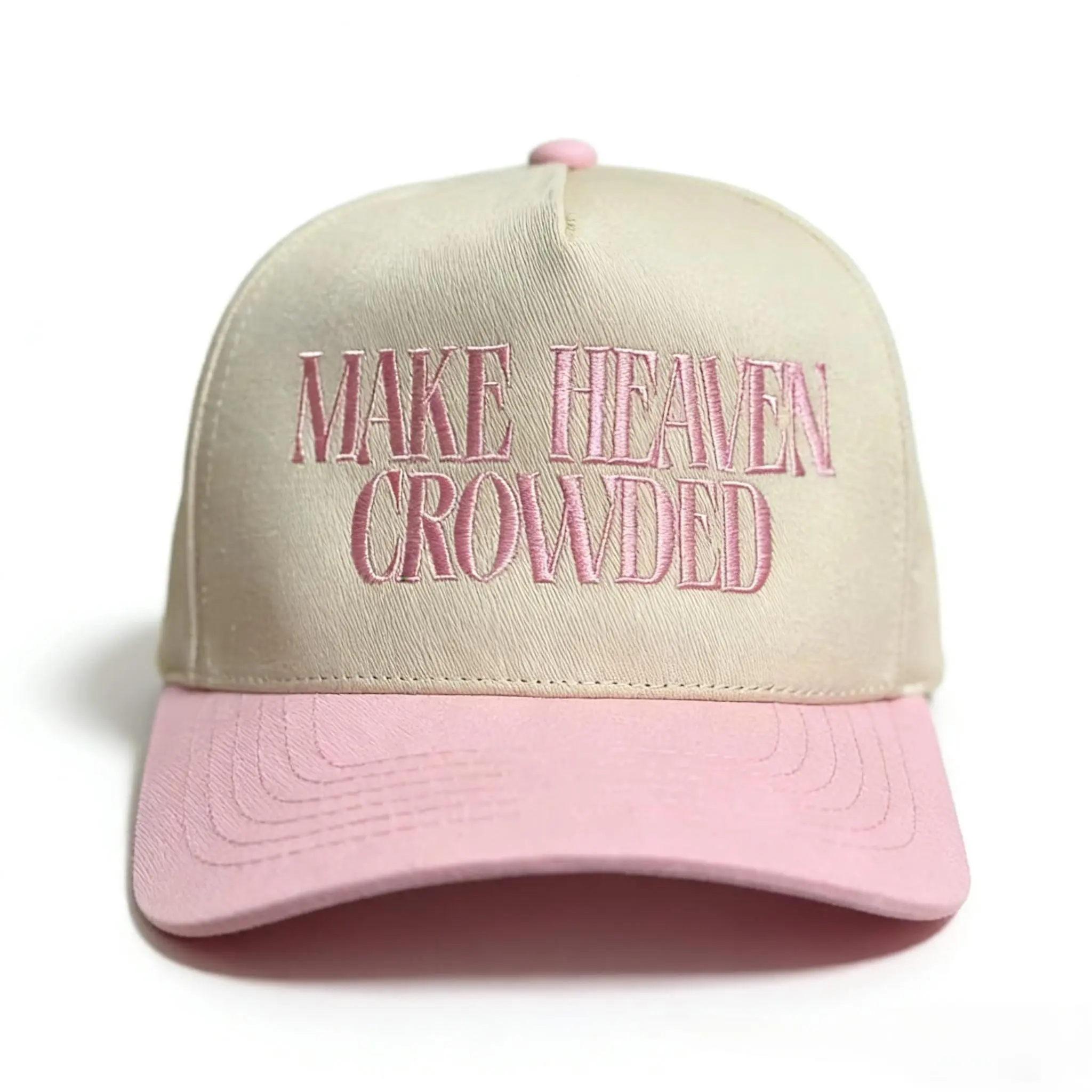 Make Heaven Crowded Premium Vintage Trucker Hat with God Jesus Design Adjustable Christian Snapback Baseball Cap for Men & Women Bestie & Bridesmaids  Everyday Wear