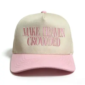 Make Heaven Crowded Premium Vintage Trucker Hat with God Jesus Design Adjustable Christian Snapback Baseball Cap for Men & Women