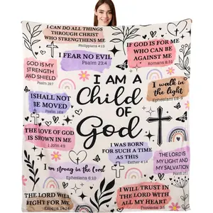 Christian Gifts for Women Throw Blankets 60"x50" I Am a  of God Blanket Baptism Gifts Inspirational Religious Faith  Verse