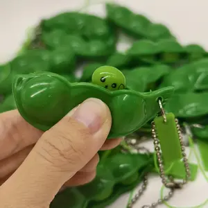 Cute Peas Beans Keychain, 3 Counts/set. Can be used as bag pendant & squeeze toy, perfect stress relief for adults.