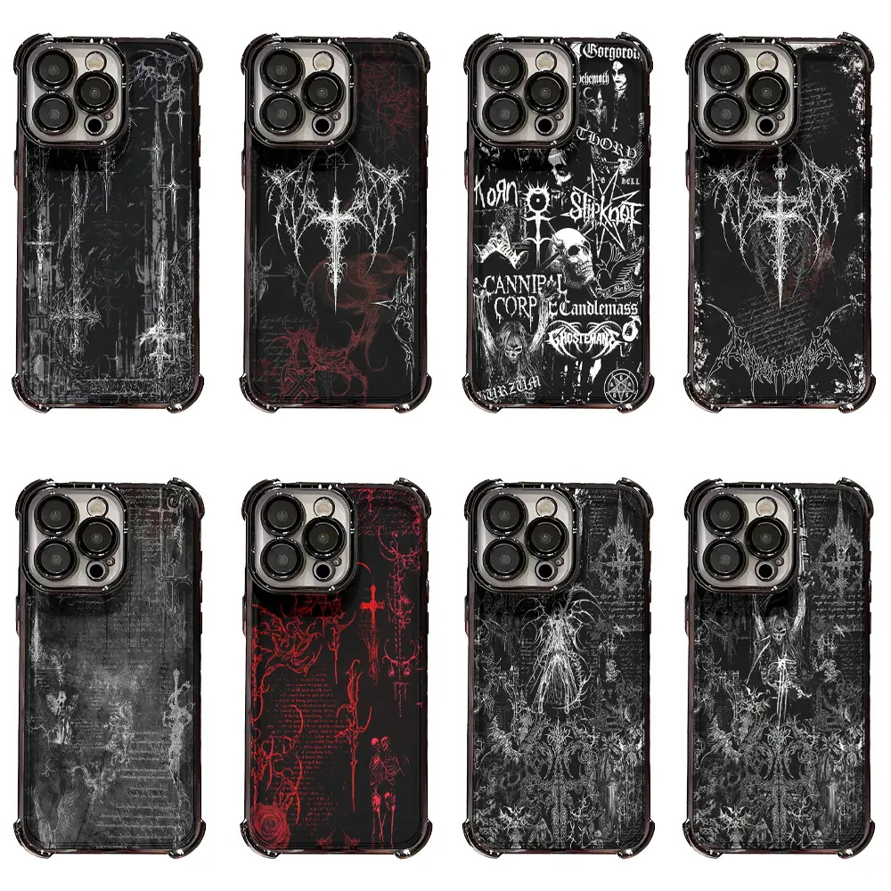 Black Gothic Cross Grunge Metal Cellphone Protective Cover - Shockproof, Crash-Proof, Dustproof, Scratch-Resistant Hard Shell for iPhone 11-17, Pro, Pro Max, Plus; Samsung Galaxy S23-S26, Plus, Ultra - Ideal Christmas Gift, Accessories, Fits Iphone/Galaxy