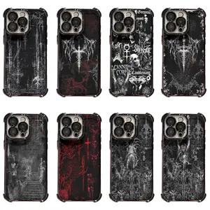 Black Gothic Cross Grunge Metal Phone Case, Shockproof Hard Cover for iPhone 17, 16, 15, 14, 13, 12, 11, Pro, Pro Max, Plus | Compatible with Samsung Galaxy S23, S24, S25, S26, Plus, Ultra, Perfect Christmas Halloween Birthday Gift for Friends, Great for