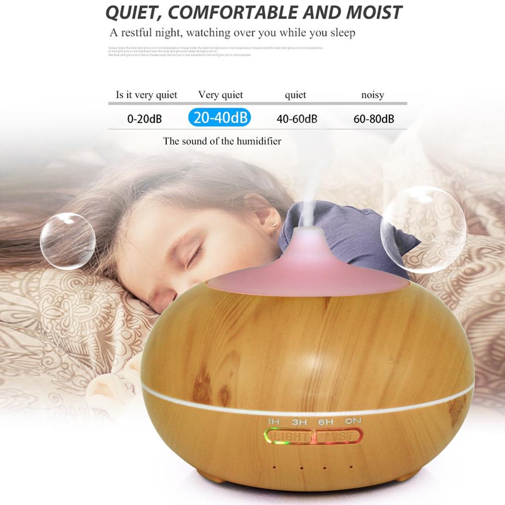 550ml Wood Grain Essential Oil Diffuser & Air Humidifier with Remote operation Control, Ultrasonic Aromatherapy Machine, 7 Color LED Light, Air Purifier, Includes 6 Oils Aromatherapy Diffuser with Lights Aroma plant Diffuser Aroma Diffuser CoolRelief