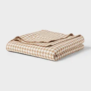 King Brushed Cotton Blanket Brown Houndstooth - Threshold