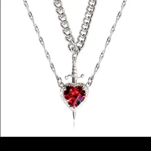 2 in 1 Heart and sword chain set