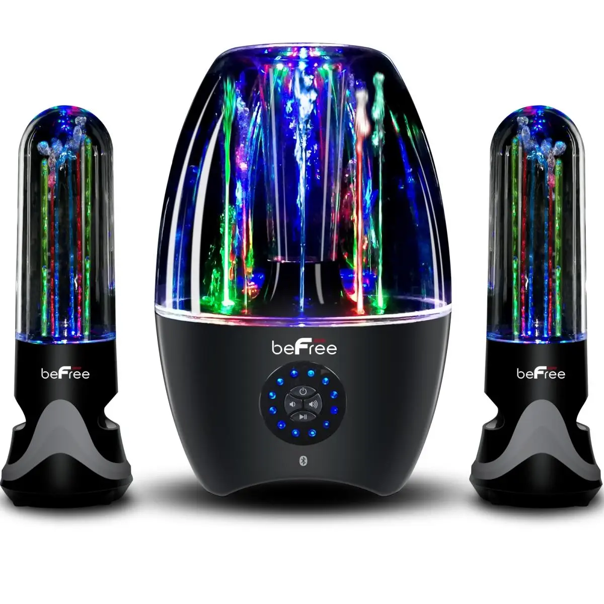 212 MAIN Rock-Shape 2.1 Channel Wireless Bluetooth Audio Speaker System - Polypropylene Construction, LED Dancing Water Lights, Multimedia & App Compatibility, Outdoor Water Proof, 2000mAh Battery, Smartphone Compatible, Dual Subwoofer Wireless Speakers