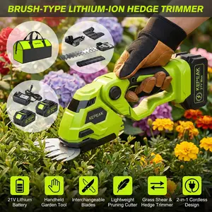 21V Cordless Hedge Trimmer Kit, 220mm Electric Garden Shears with Rechargeable Battery & Charger, Lightweight Bush Cutter with Protective Cover and Carry Bag