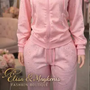 Pink Rhinestone Hoodie & Pants Set
