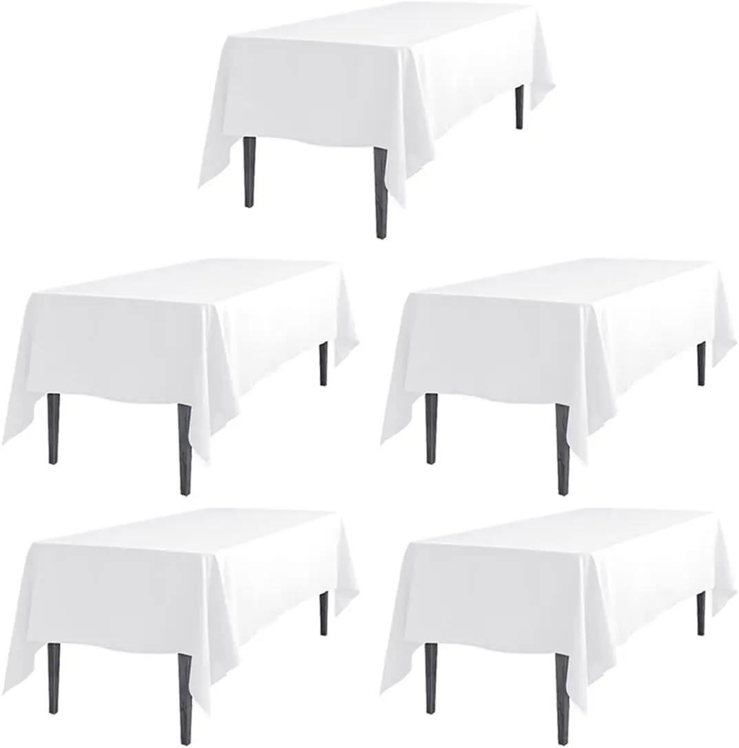 Elegant White Tablecloth Set of 5 - Perfect for Dining & Events - Durable & Easy to Clean - Ideal for Home & Party Use