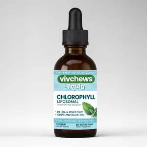 Vivchews Liposomal Chlorophyll Liquid - Non-Diluted, Vegan, Supports Digestion, Reduces Odor & Bloating, Non-GMO, Alcohol-Free, Gluten-Free, Peppermint Flavor, 30 Servings, Third-Party Tested, Dietary Supplement