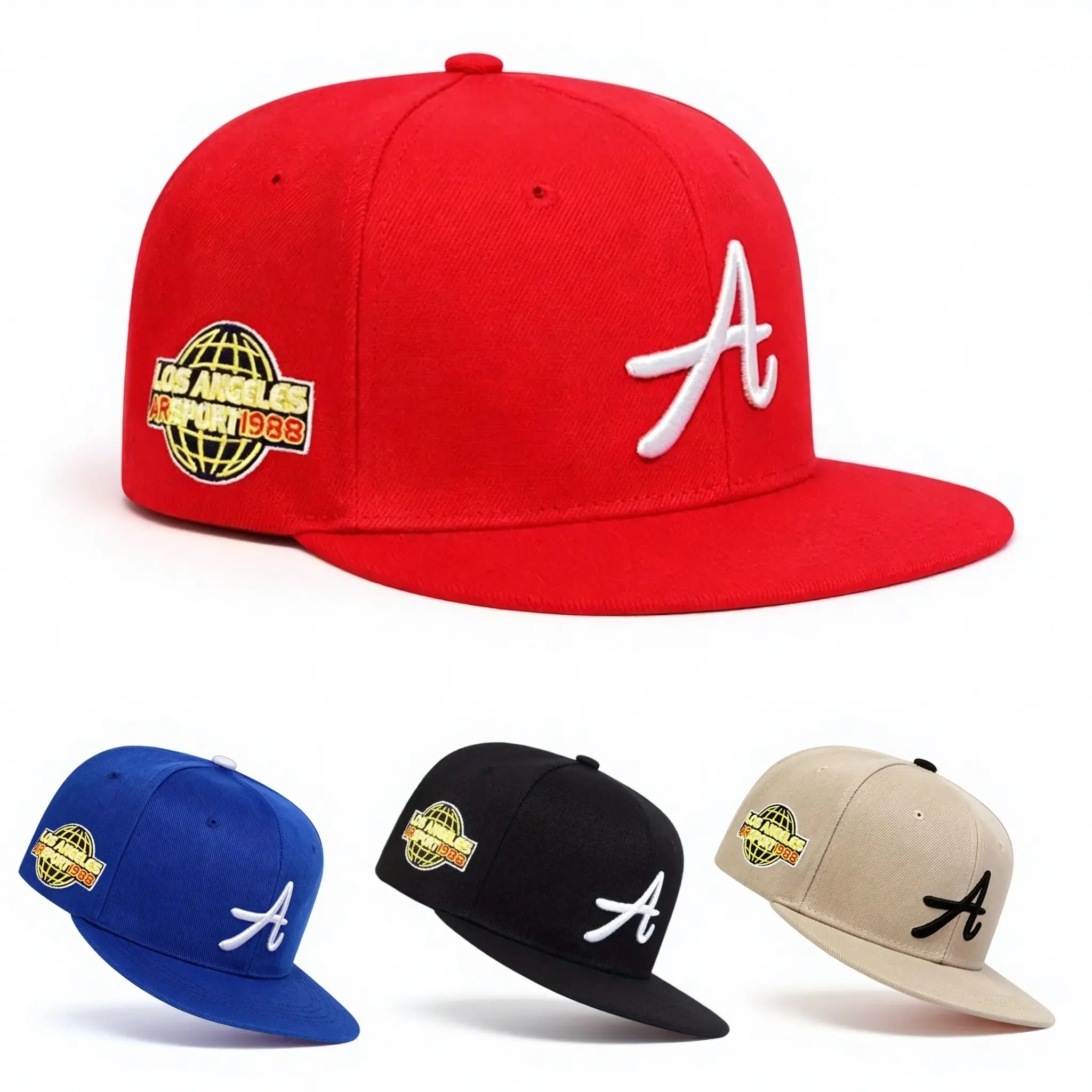 Unisex Embroidered Snapback Adjustable Vintage Letter A 1988 Edition Flatbill Cap - Y2K Aesthetic Hip Hop Flat Tongue, Summer Sun Protection Outdoor Fashion Accessory for Couples High Quality Hat Black Cap